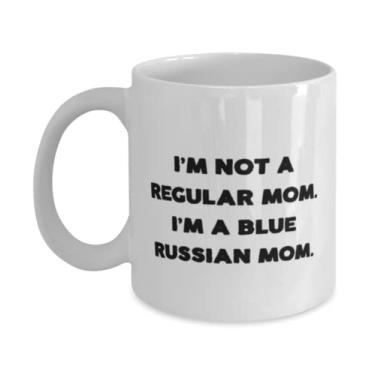 Imagem de Presentes de gato russo azul inspirador, I'm Not a Regular Mom I'm a Blue Russian Mom, Caneca legal 325 g 443 ml para gato Mom From Friends