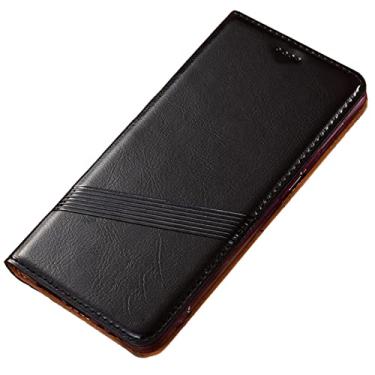 Imagem de Capa carteira para Google Pixel 6/6 Pro, capa flip de couro real com suporte para cartão, fecho magnético, antiarranhões, à prova de choque, capa para celular, preta, 6 Pro 17 cm