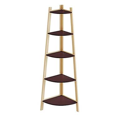 Imagem de Carrinho de cozinha elegante para estante de canto com prateleira, suporte para estante inclinado na parede, prateleira de livros, para escritório, sala de estar, 5 prateleiras de vegetais para cozinhas (cor: B)