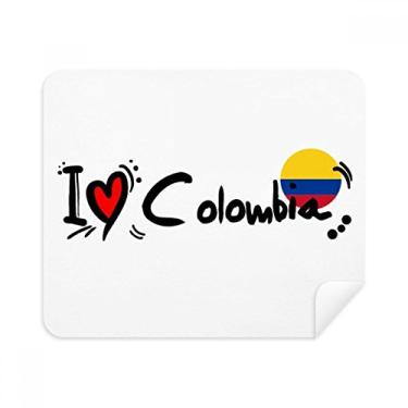 Imagem de I Love Colombia Bandeira de Palavras Amor Ilustração Coração Pano de Limpeza Limpador de Tela 2 Peças Tecido de Camurça