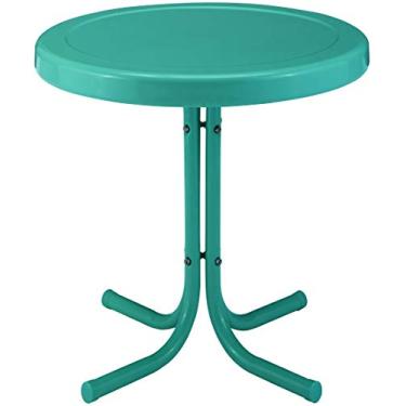 Imagem de Crosley Furniture Mesa lateral externa de metal retrô CO1011A-TU Griffith, turquesa