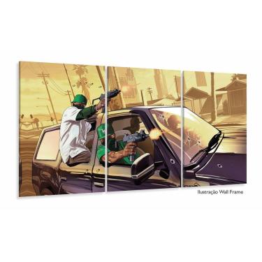 Imagem de Quadro decorativo GTA V Jogos com Tela de Tecido 120x60
