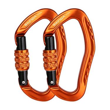 Imagem de Mosquetão de bloqueio de parafuso XINDA, CE UIAA certificado com 22KN resistente clipe de mosquetão para escalada, rapel, rede, acampamento, caminhada, equipamento para uso externo, 2 pcs,Orange