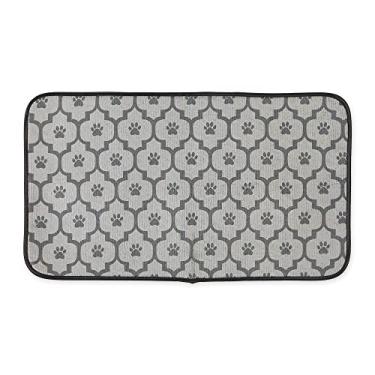 Imagem de (Grande, cinza reticulado) - DII Bone Dry Small Microfiber Pet Mat para alimentos, agua, guloseimas, ultra-absorvente e lavavel na maquina. Esteira para caes e gatos