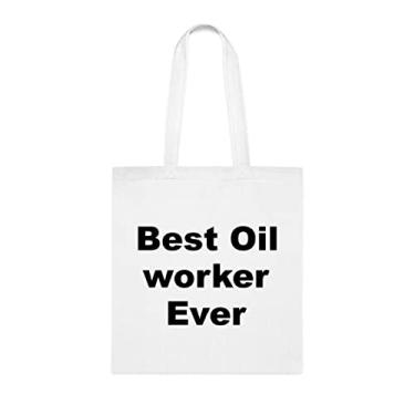 Imagem de Bolsa Tote Oil Worker, Best Oil Worker Ever Bag, Presente para trabalhadores do petróleo, Presente para trabalhadores do petróleo, Bolsa de ombro para trabalhadores do petróleo, Bolsas reutilizáveis para trabalhadores do petróleo, Ideia de de Natal, Branco