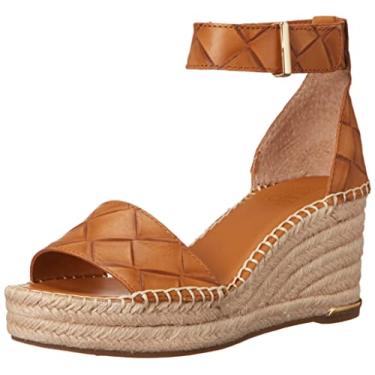 Imagem de Franco Sarto Sandália feminina Clemens Espadrille Wedge, Couro em relevo marrom Cuoio, 41