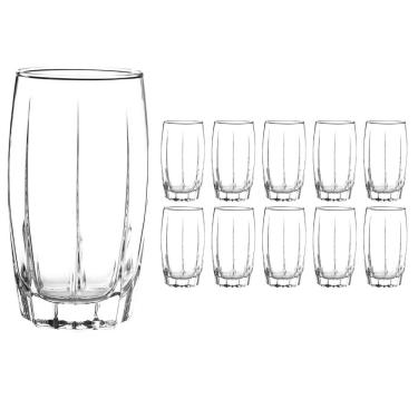 Imagem de kit 10 Copos De Vidro Long Drink 374ML Amadeus transparente