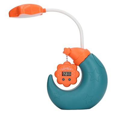 Imagem de LED Desk Lamp, Flexible Gooseneck Desk Light with Pen Holder Pen Sharpener Mirror Electronic Clock USB Charging Eye Protection Cartoon Small Table Lamp Study Lamp for Kids Students Dorm(Green)