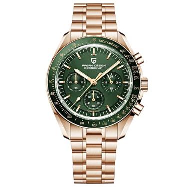 Imagem de Pagani Design 1701 Relógio de pulso homenagem masculino quartzo cronógrafo Japão VK63 pulseira de aço Stianless 100 m relógio esportivo à prova d'água, Verde, Moderno