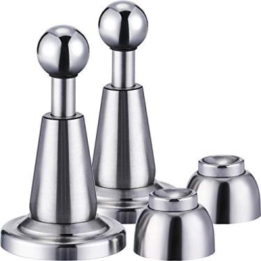 Imagem de Suporte magnético para porta de aço inoxidável com trava macia, pacote com 2 unidades (2 unidades)