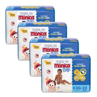 Imagem de Kit 4 Pacotes Fralda Descartável Turma da Monica Baby Econômica XXG, 88 uni Infantil