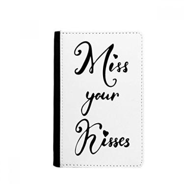 Imagem de Porta-passaporte com citação Miss Your Kisses escrito à mão Notecase Burse capa carteira porta-cartão, Multicolor