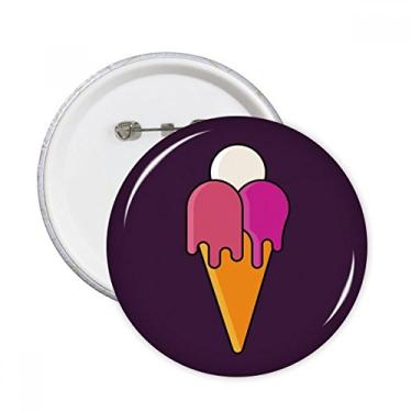 Imagem de Branco Vermelho Melt Doce Sorvete Padrão Pinos Redondos Emblema Decoração de Roupas 5 Peças Presente