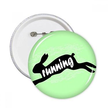 Imagem de Broche redondo natural com contorno de coelho e animais pretos, 5 peças