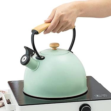 Imagem de Bule de chá para fogão - Chaleira de cozinha para fogão de grau alimentício bule de chá de aço inoxidável de grau alimentício despeje bule de chá aquecedor de água chaleira com alça fria 3 litros (cor: pligh