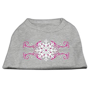 Imagem de Mirage Pet Products Camisetas de 20 cm com estampa de flocos de neve rosa para animais de estimação, PP, cinza