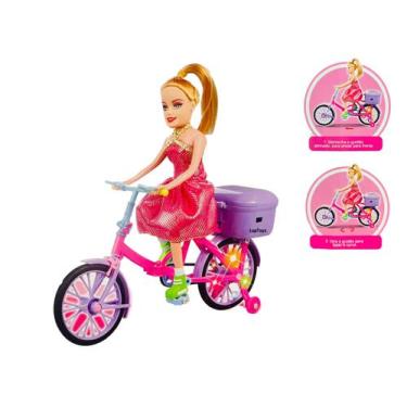 Boneca Barbie Ciclista Articulada Com Patins Bicicleta