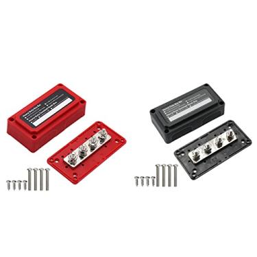Imagem de 48V 300A M8 Barra de ônibus resistente 5/16" bloco de distribuição de energia com 4 pinos para carro Rv caminhão veículos de barco marinho (preto + vermelho)