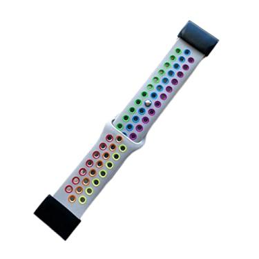 Imagem de KAPPDE 22 26mm Pulseira de relógio de silicone Alça de ajuste rápido fácil para Garmin Fenix 7 7X /3HR/Fenix 5X/Fenix 5X Plus/S60/D2/MK1/Fenix 5/Fenix 5 Plus (Cor: Cinza arco-íris,