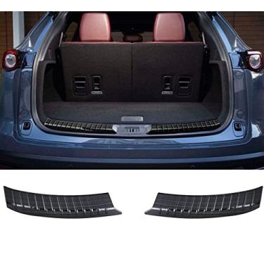 Imagem de GZBFTDH Protetor de para-choque traseiro de aço inoxidável, peças de automóvel para Mazda CX-9 CX9 2017-2022, tampa do peitoril da porta traseira do carro proteção de tira (Preto)