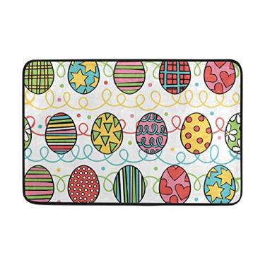 Imagem de Capacho My Daily colorido Easter Eggs Stripes 40 x 60 cm, sala de estar, quarto, cozinha, banheiro, tapete impresso com espuma leve