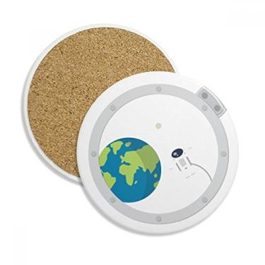 Imagem de Universo e alienígena Caneca para porta-copos fora da janela Pedra absorvente de proteção de mesa