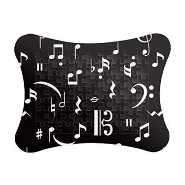 Imagem de White Music Bar and Notes Moldura preta para quebra-cabeça de papel para casa