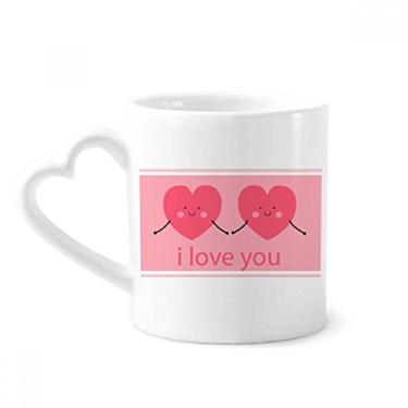 Imagem de Caneca rosa de coração de vidro com rosto sorridente com corações para o Dia dos Namorados