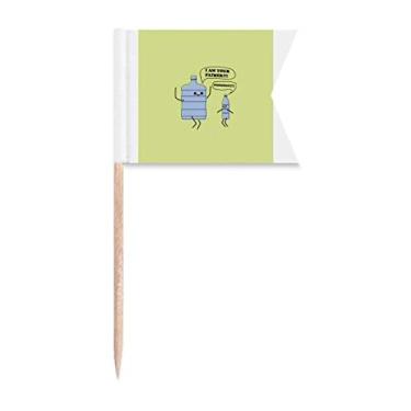 Imagem de Garrafa de balde com bandeiras de palito de dente para bebidas líquidas, marcação de etiquetagem para bolo de festa, comida de queijo