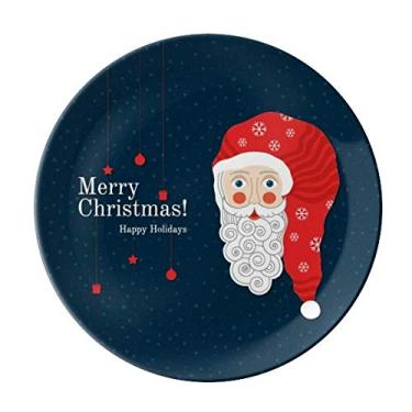 Imagem de Prato de Papai Noel decorativo de porcelana Salver louça de jantar Merry Christmas