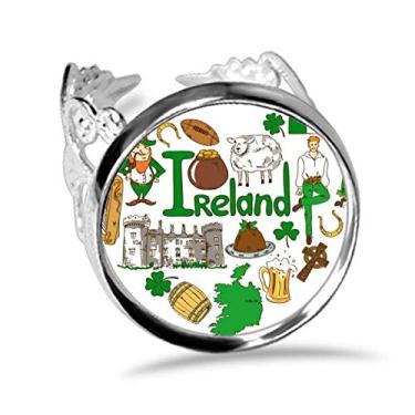 Imagem de DIYthinker Anel de noivado ajustável com a bandeira nacional da Irlanda Love Heart Landscap