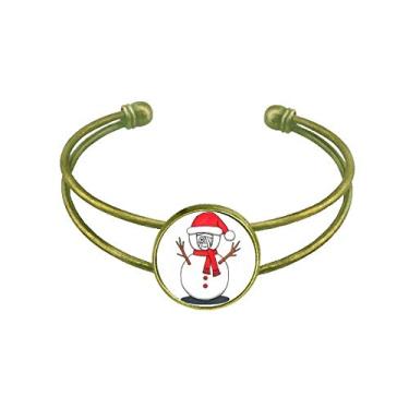 Imagem de Bracelete de Natal boneco de neve Horus cachecol galho pulseira retrô de punho aberto