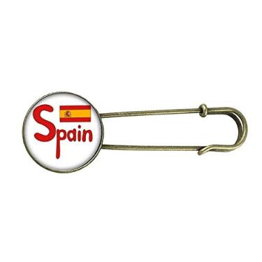 Imagem de Broche de metal retrô com estampa vermelha da bandeira nacional da Espanha