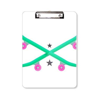 Imagem de Esqui de inverno skate rosa verde prancheta pasta bloco de escrita placa de apoio A4