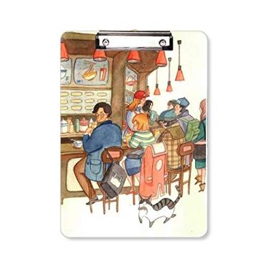 Imagem de Miaoji Pintura Gato Restaurante Pegador Rato Prancheta Pasta Bloco de Escrita Placa de Apoio A4
