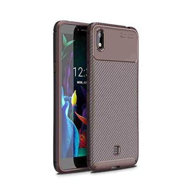 Imagem de Capa Capinha Anti Impacto Para LG K8 Plus com Tela de 5.45 Polegadas Case Com Desenho Fibra De Carbono Shock Queda - Danet (Marrom)