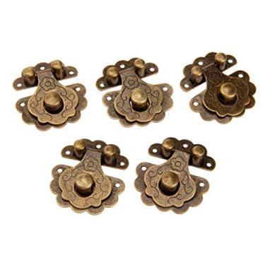 Imagem de 5 pcs 40x36mm hardware vintage antique bronze hasps decorativo jóias presente caixa de madeira hasp retro mala trava gancho com parafusos YYDFPIIA