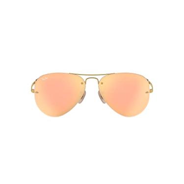 Imagem de Ray-Ban Óculos de sol Aviador Rb3449, Ouro/marrom claro espelhado rosa, 59 mm