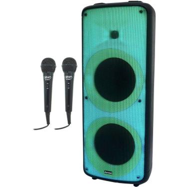 Imagem de Caixa Som Amplificada Bateria Bluetooth 2000W Rms Show de Led Amvox Aca 2000 Party Vox + 2 Microfone