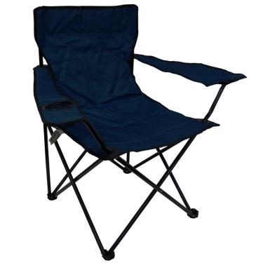 Imagem de Cadeira Banco Banqueta Pesca Camping Praia com Apoio de Braço e Porta Copos Azul Import...