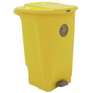 Imagem de Lixeira para Coleta Seletiva com Pedal Tramontina T-Force em Polipropileno Amarelo - 100 L