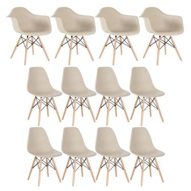 Imagem de Kit 4 Cadeiras Eames Daw Com Braços + 8 Cadeiras Eiffel Dsw Nude
