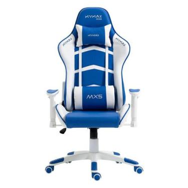 Imagem de Cadeira Gamer Mx5 Giratória Branco E Azul - Mymax