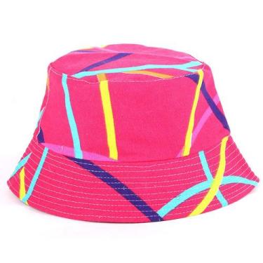 Imagem de Boné Chapéu Bucket Hat Rosa Listras  - Bulier Modas