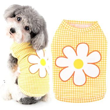 Imagem de Ranphy Camisa de cachorro para roupas de cachorro pequeno malha regata colete de gato camiseta macia cachorro roupas impressas florais sem mangas camisetas respirável pulôver primavera verão vestuário