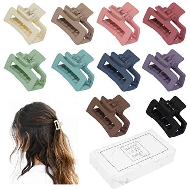Imagem de Grampos de cabelo de garra pequenos para mulheres meninas, grampos de garra de cabelo pequenos para cabelos finos/médios grossos, mini grampos de cabelo de 3,8 cm clipe antiderrapante retangular fosco com caixa de presente (cor morandi clara)