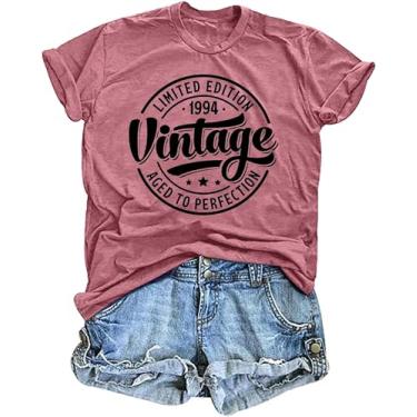 Imagem de Camisetas femininas 30º aniversário vintage 1994 camiseta 30 anos presentes para ela, rosa, M
