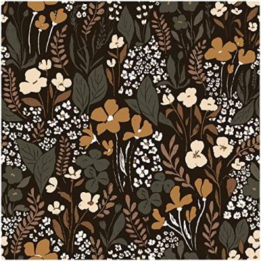 Imagem de Idomural Papel de parede floral escuro, papel de parede vintage boho amigável para locatários, decoração de parede autoadesiva marrom retrô para armário, bancada, gaveta, banheiro e quarto, 44,5 cm x