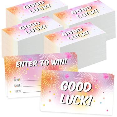 Imagem de 1200 cartões coloridos de bilhetes para sorteio de entrada para ganhar 9,5 x 5 cm para concursos, leilões, sorteios, urnas com espaço para nome, endereço de e-mail e campos de número de telefone (1200