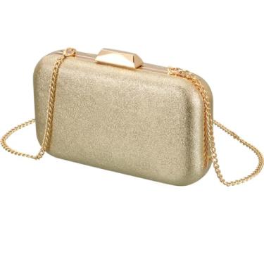 Imagem de Savatano Bolsa de mão dourada, bolsa de mão dourada para mulheres, noite, casamento, coquetel, festa, noite, bolsa de ombro a tiracolo, Ouro H, Medium